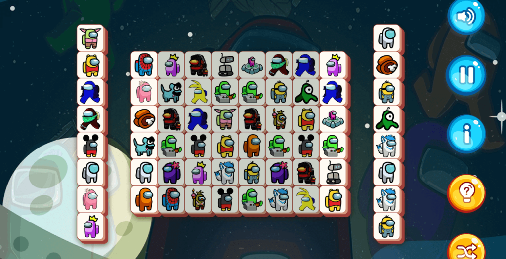 Among Mahjong Tiles play game online in full screen